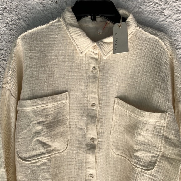 By together woven button down Nwt - Picture 2 of 5